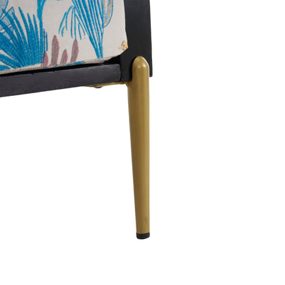 Floral Accent Chair, Velvet Lounge Arm Chair with Solid Wood Frame, Upholstered Living Room Chairs with Metal Legs for Reading Chair for Balcony, Living Room and Bedroom, Blue