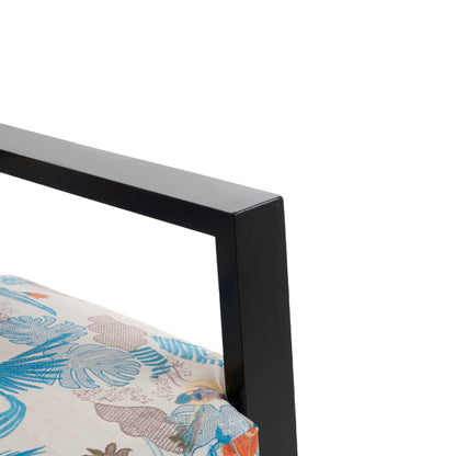 Floral Accent Chair, Velvet Lounge Arm Chair with Solid Wood Frame, Upholstered Living Room Chairs with Metal Legs for Reading Chair for Balcony, Living Room and Bedroom, Blue