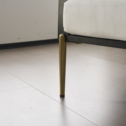 Upholstered Accent Chair, Velvet Lounge Arm Chair with Solid Wood Frame, Living Room Chairs with Metal Legs for Reading Chair for Balcony, Living Room and Bedroom, White