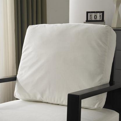 Upholstered Accent Chair, Velvet Lounge Arm Chair with Solid Wood Frame, Living Room Chairs with Metal Legs for Reading Chair for Balcony, Living Room and Bedroom, White