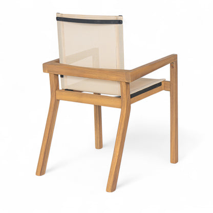 DINING CHAIR,Set of 2,Teak Frame+ Beige Textile