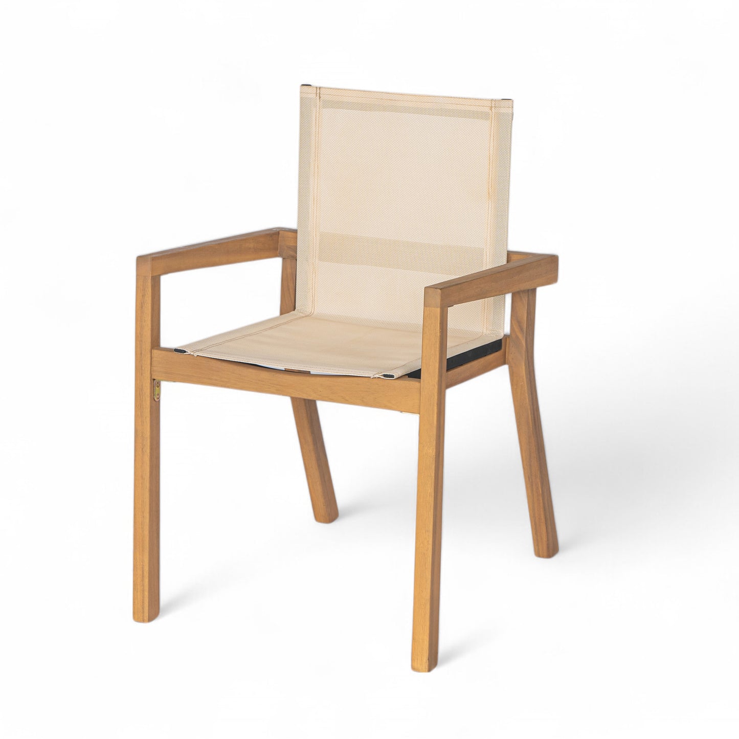 DINING CHAIR,Set of 2,Teak Frame+ Beige Textile