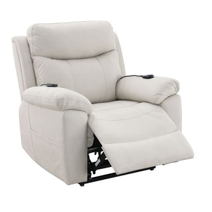Chriki Beige Polished Microfiber Power Motion Recliner with Lift, Heating & Massage Chair