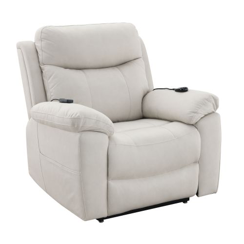 Chriki Beige Polished Microfiber Power Motion Recliner with Lift, Heating & Massage Chair