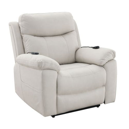Chriki Beige Polished Microfiber Power Motion Recliner with Lift, Heating & Massage Chair
