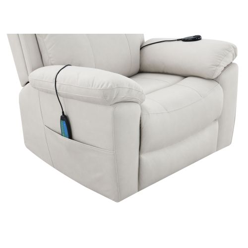 Chriki Beige Polished Microfiber Power Motion Recliner with Lift, Heating & Massage Chair