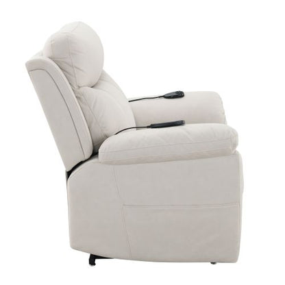 Chriki Beige Polished Microfiber Power Motion Recliner with Lift, Heating & Massage Chair