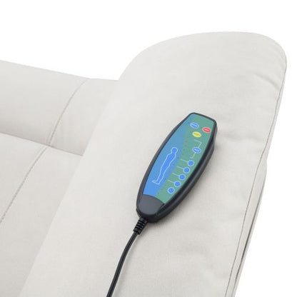 Chriki Beige Polished Microfiber Power Motion Recliner with Lift, Heating & Massage Chair