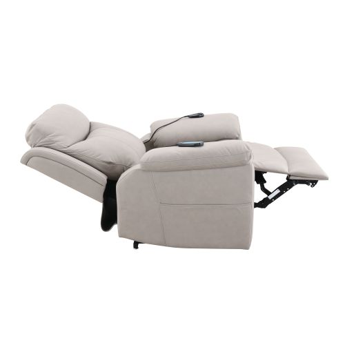 Chriki Light Gray Polished Microfiber Power Motion Recliner with Lift, Heating & Massage Chair