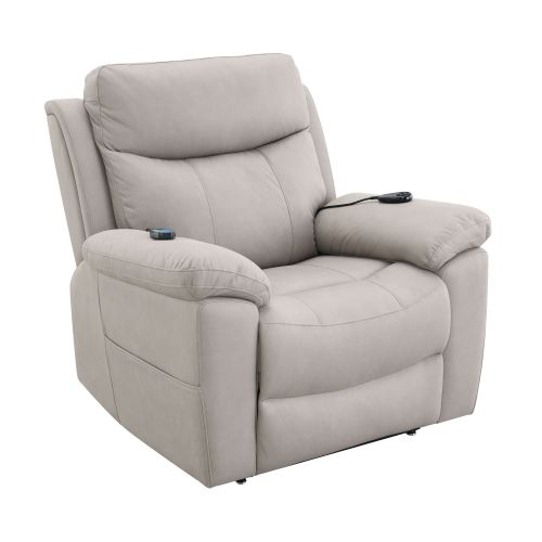 Chriki Light Gray Polished Microfiber Power Motion Recliner with Lift, Heating & Massage Chair