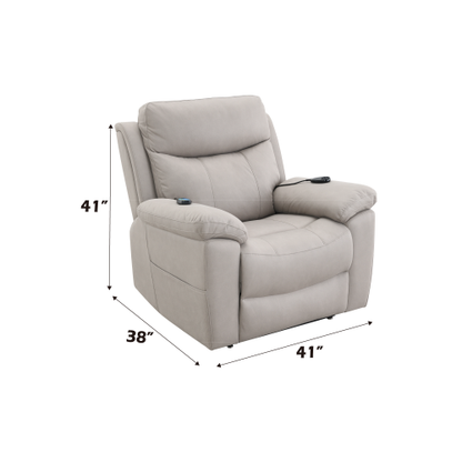 Chriki Light Gray Polished Microfiber Power Motion Recliner with Lift, Heating & Massage Chair