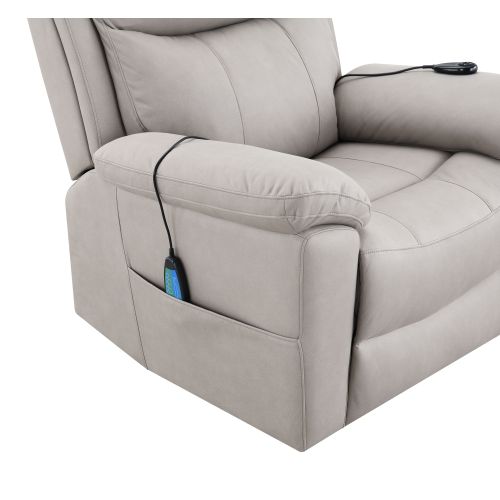 Chriki Light Gray Polished Microfiber Power Motion Recliner with Lift, Heating & Massage Chair