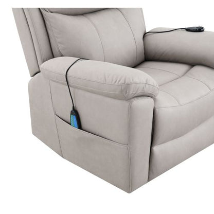Chriki Light Gray Polished Microfiber Power Motion Recliner with Lift, Heating & Massage Chair