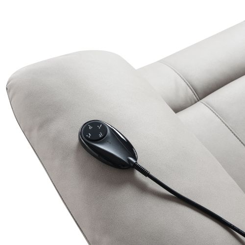 Chriki Light Gray Polished Microfiber Power Motion Recliner with Lift, Heating & Massage Chair