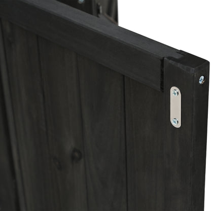 Outdoor Kitchen Island Fir Wood Kitchen Island with Stainless Steel Top, Ample Storage Space, Towel and Spice Racks and a Bottle Opener for Outdoor, Black