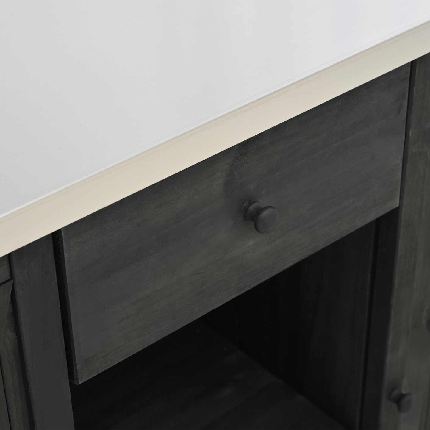 Outdoor Kitchen Island Fir Wood Kitchen Island with Stainless Steel Top, Ample Storage Space, Towel and Spice Racks and a Bottle Opener for Outdoor, Black