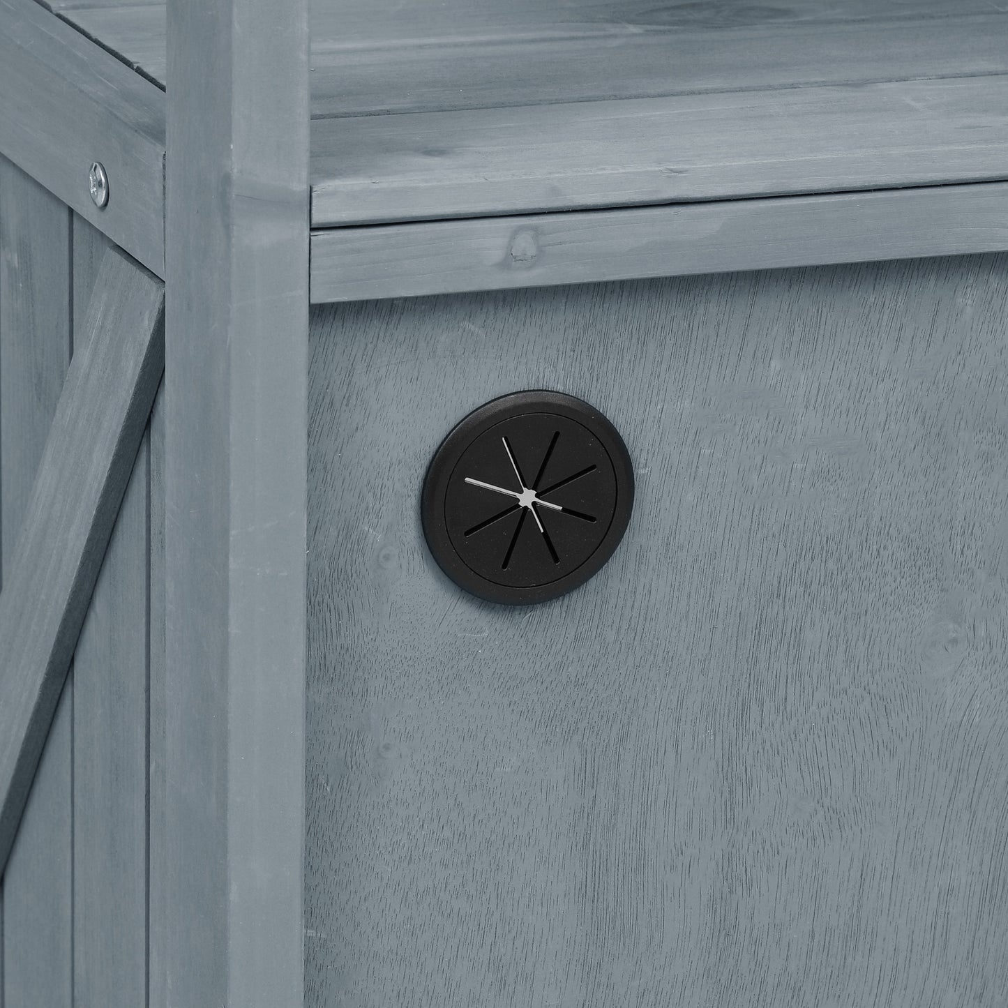 53.3" Outdoor Kitchen Island with Raised Shelf, Solid Wood Storage Cabinet with Stainless Steel Top, Outdoor Rolling Grill Cart with Internal Storage Rack, Adjustable Shelf, Spice Rack, Grey Blue