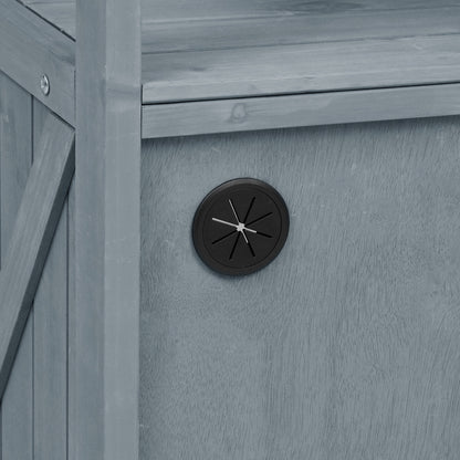 53.3" Outdoor Kitchen Island with Raised Shelf, Solid Wood Storage Cabinet with Stainless Steel Top, Outdoor Rolling Grill Cart with Internal Storage Rack, Adjustable Shelf, Spice Rack, Grey Blue