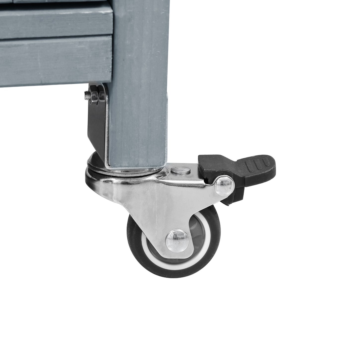 53.3" Outdoor Kitchen Island with Raised Shelf, Solid Wood Storage Cabinet with Stainless Steel Top, Outdoor Rolling Grill Cart with Internal Storage Rack, Adjustable Shelf, Spice Rack, Grey Blue