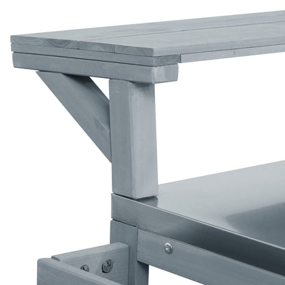 53.3" Outdoor Kitchen Island with Raised Shelf, Solid Wood Storage Cabinet with Stainless Steel Top, Outdoor Rolling Grill Cart with Internal Storage Rack, Adjustable Shelf, Spice Rack, Grey Blue