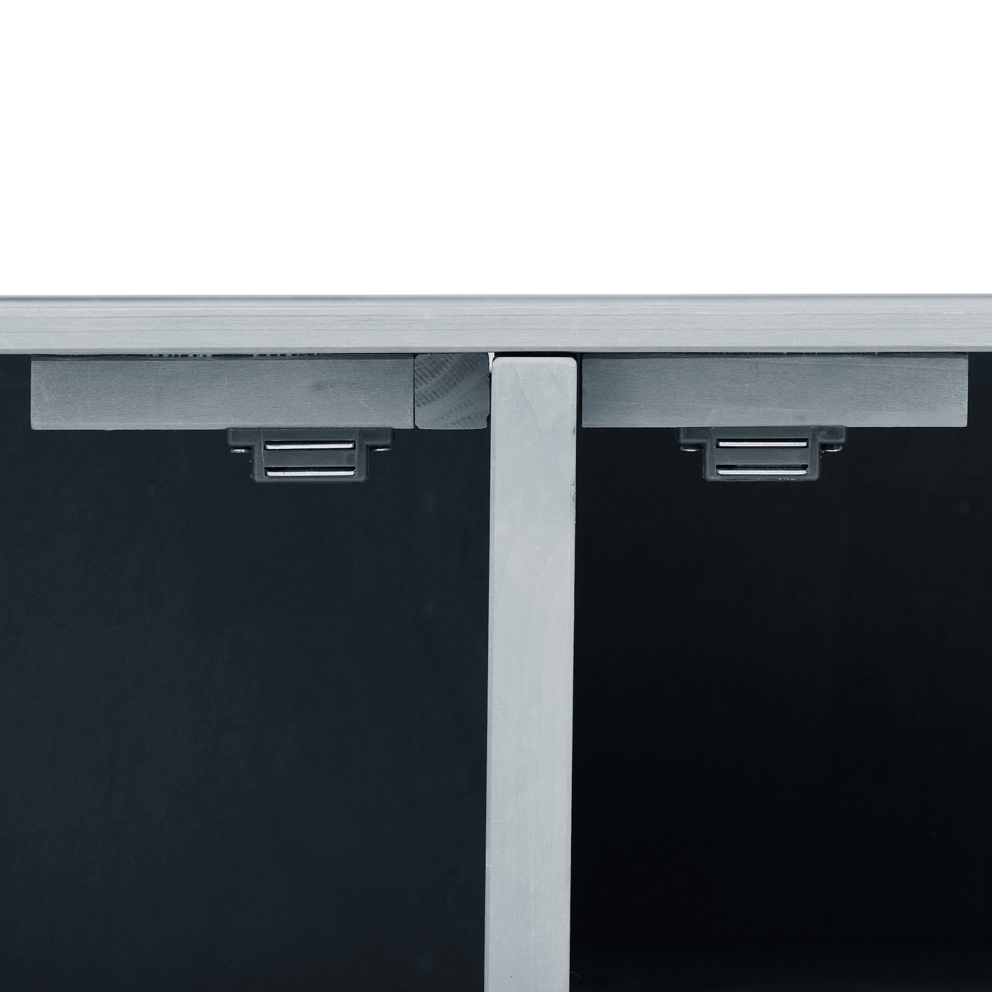 53.3" Outdoor Kitchen Island with Raised Shelf, Solid Wood Storage Cabinet with Stainless Steel Top, Outdoor Rolling Grill Cart with Internal Storage Rack, Adjustable Shelf, Spice Rack, Grey Blue