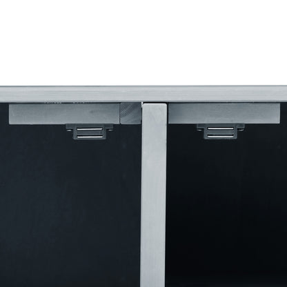 53.3" Outdoor Kitchen Island with Raised Shelf, Solid Wood Storage Cabinet with Stainless Steel Top, Outdoor Rolling Grill Cart with Internal Storage Rack, Adjustable Shelf, Spice Rack, Grey Blue