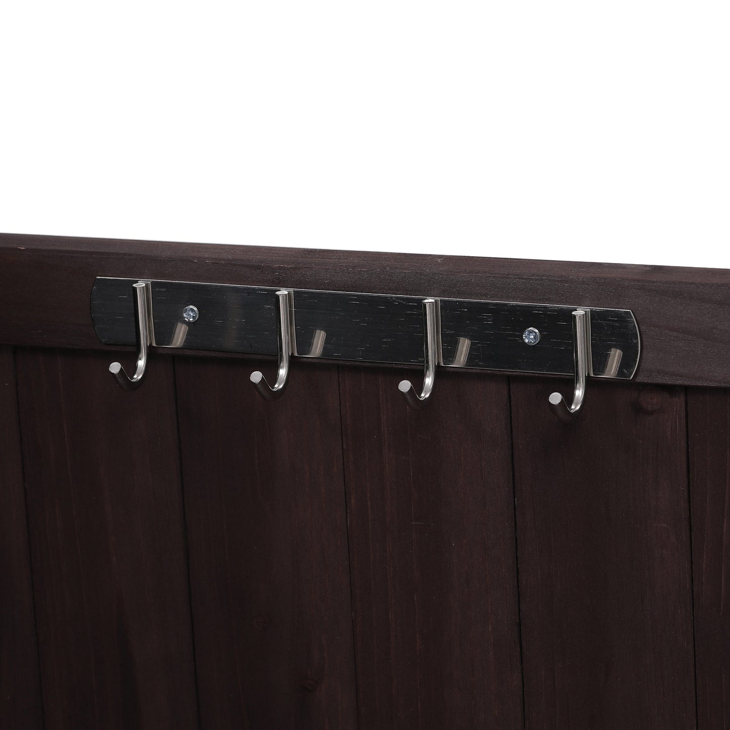 53.3" Outdoor Kitchen Island with Raised Shelf, Solid Wood Storage Cabinet with Stainless Steel Top, Outdoor Rolling Grill Cart with Internal Storage Rack, Adjustable Shelf, Spice Rack, Brown