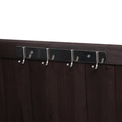 53.3" Outdoor Kitchen Island with Raised Shelf, Solid Wood Storage Cabinet with Stainless Steel Top, Outdoor Rolling Grill Cart with Internal Storage Rack, Adjustable Shelf, Spice Rack, Brown