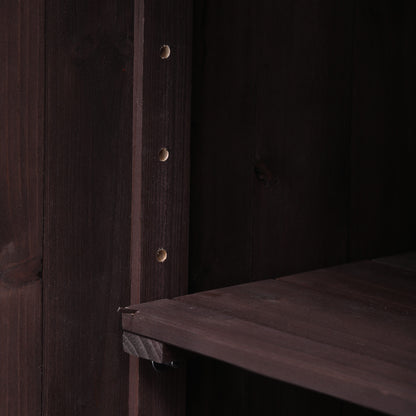 53.3" Outdoor Kitchen Island with Raised Shelf, Solid Wood Storage Cabinet with Stainless Steel Top, Outdoor Rolling Grill Cart with Internal Storage Rack, Adjustable Shelf, Spice Rack, Brown