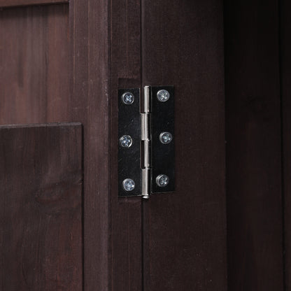53.3" Outdoor Kitchen Island with Raised Shelf, Solid Wood Storage Cabinet with Stainless Steel Top, Outdoor Rolling Grill Cart with Internal Storage Rack, Adjustable Shelf, Spice Rack, Brown
