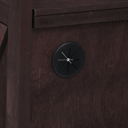 53.3" Outdoor Kitchen Island with Raised Shelf, Solid Wood Storage Cabinet with Stainless Steel Top, Outdoor Rolling Grill Cart with Internal Storage Rack, Adjustable Shelf, Spice Rack, Brown