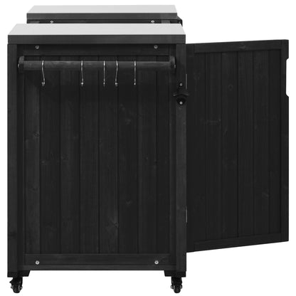 66.5" Outdoor Kitchen Island for Big Green Egg Grills, Solid Wood Outdoor Grill Cart for Tabletop Grill with Stainless Steel Top, Drawer, Compatible with Large Big Green Egg, Kamado Joe- Black