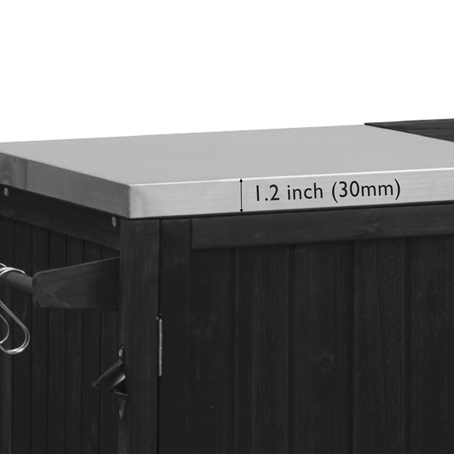 66.5" Outdoor Kitchen Island for Big Green Egg Grills, Solid Wood Outdoor Grill Cart for Tabletop Grill with Stainless Steel Top, Drawer, Compatible with Large Big Green Egg, Kamado Joe- Black