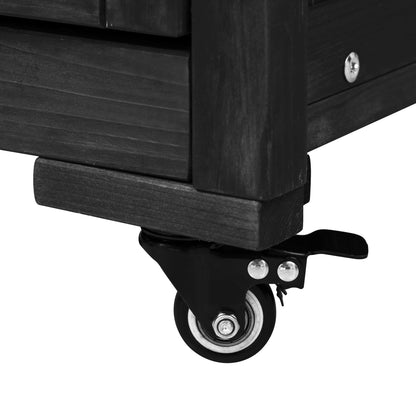 66.5" Outdoor Kitchen Island for Big Green Egg Grills, Solid Wood Outdoor Grill Cart for Tabletop Grill with Stainless Steel Top, Drawer, Compatible with Large Big Green Egg, Kamado Joe- Black