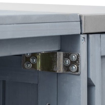 66.5" Outdoor Kitchen Island for Big Green Egg Grills, Solid Wood Outdoor Grill Cart for Tabletop Grill with Stainless Steel Top, Drawer, Compatible with Large Big Green Egg, Kamado Joe- Grey Blue