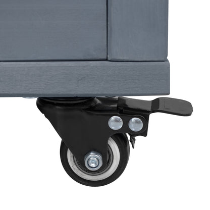 66.5" Outdoor Kitchen Island for Big Green Egg Grills, Solid Wood Outdoor Grill Cart for Tabletop Grill with Stainless Steel Top, Drawer, Compatible with Large Big Green Egg, Kamado Joe- Grey Blue