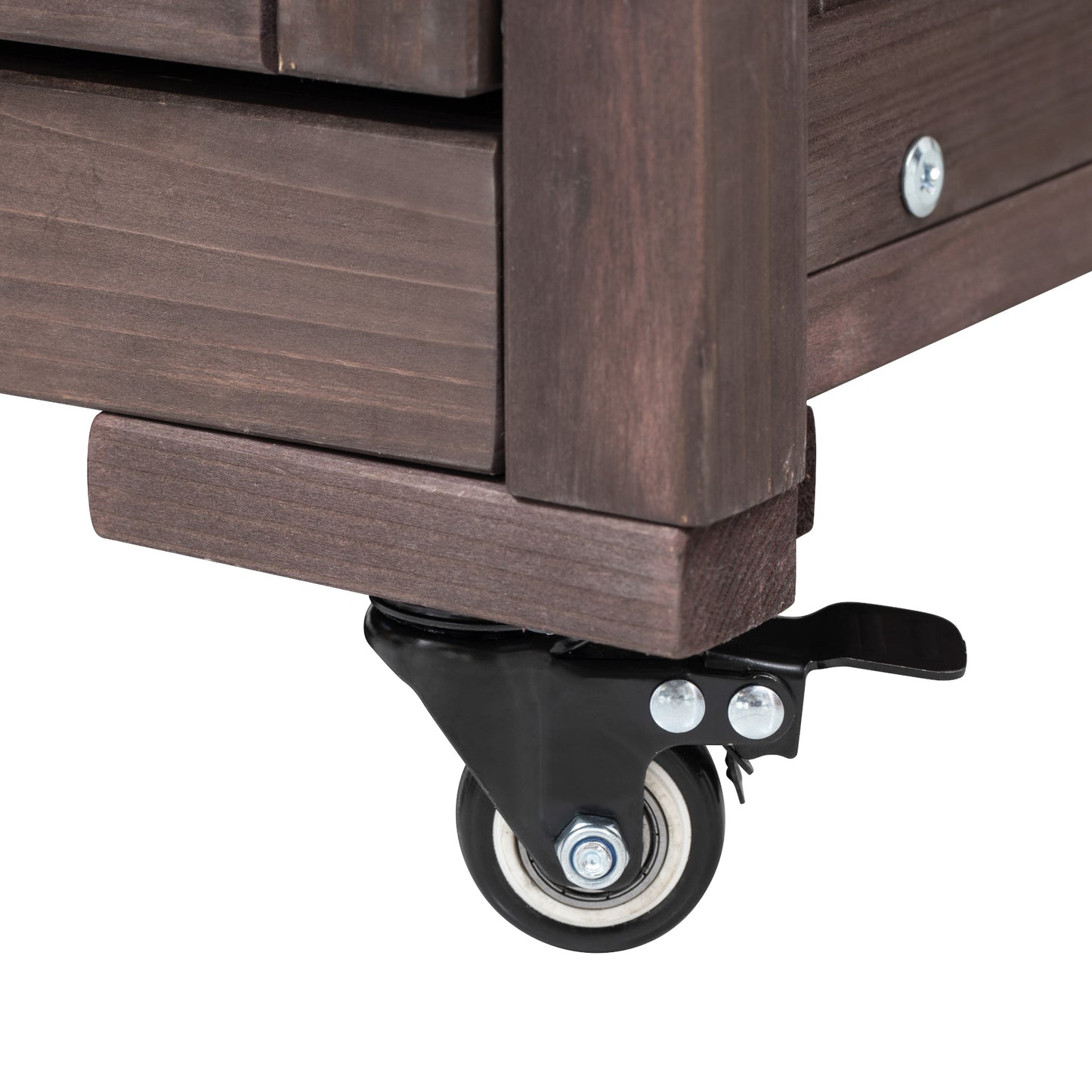 66.5" Outdoor Kitchen Island for Big Green Egg Grills, Solid Wood Outdoor Grill Cart for Tabletop Grill with Stainless Steel Top, Drawer, Compatible with Large Big Green Egg, Kamado Joe-Dark Brown