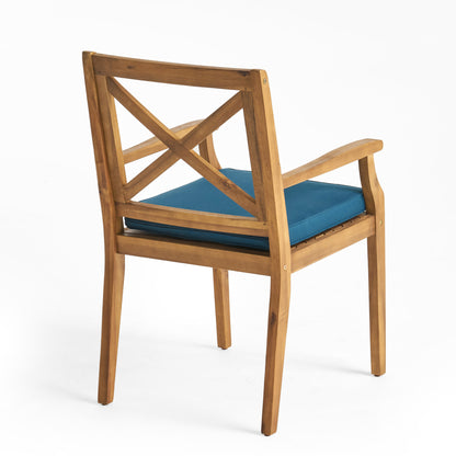 DINING CHAIR,2PCS with 2 Blue Cushions,for Backyard, Poolside, Garden