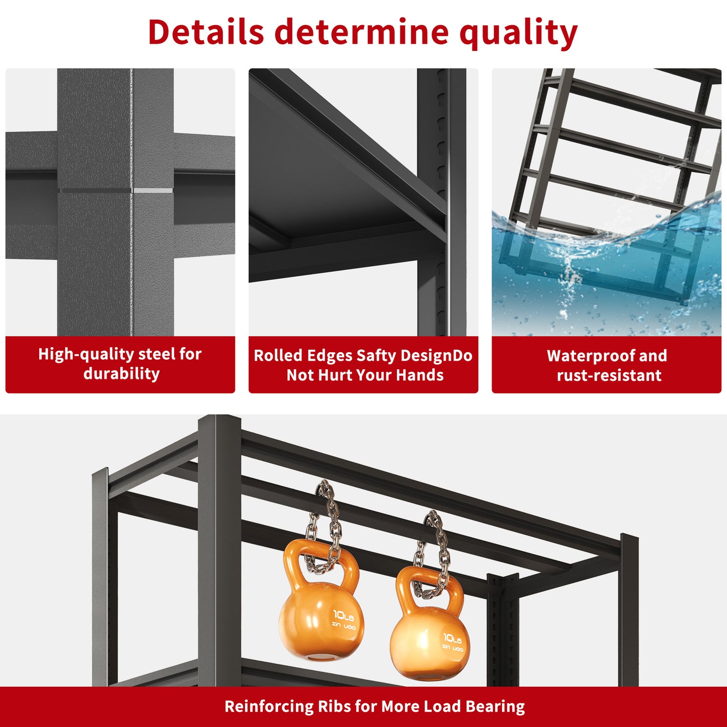 82"H  6 Tier Metal Shelves for Storage Garage Shelving 2400LBS Heavy Duty Storage Shelves Adjustable Garage Shelf Industrial Shelving Unit Storage Utility Rack,48"W*18"D*82"H,Black