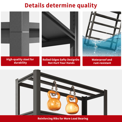 82"H  6 Tier Metal Shelves for Storage Garage Shelving 2400LBS Heavy Duty Storage Shelves Adjustable Garage Shelf Industrial Shelving Unit Storage Utility Rack,48"W*18"D*82"H,Black
