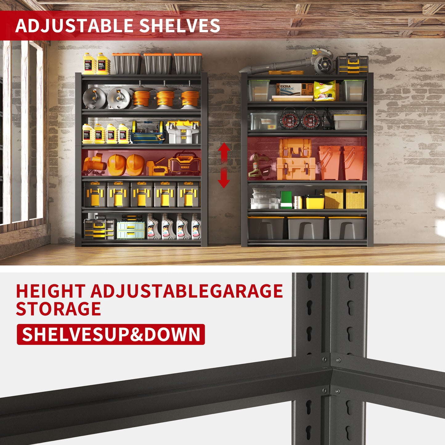 82"H  6 Tier Metal Shelves for Storage Garage Shelving 2400LBS Heavy Duty Storage Shelves Adjustable Garage Shelf Industrial Shelving Unit Storage Utility Rack,48"W*18"D*82"H,Black