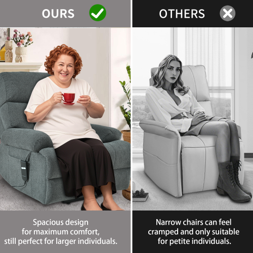 Oversized Power Lift Recliner Chair for Elderly, Electric Fabric Recliner Chair for Seniors, Home Theater Seating,Reclining Sofa Chair with Remote Control,Side Pocket ,Spacious Seat(Dark Gray)