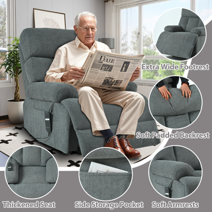 Oversized Power Lift Recliner Chair for Elderly, Electric Fabric Recliner Chair for Seniors, Home Theater Seating,Reclining Sofa Chair with Remote Control,Side Pocket ,Spacious Seat(Dark Gray)