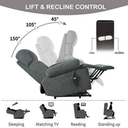 Oversized Power Lift Recliner Chair for Elderly, Electric Fabric Recliner Chair for Seniors, Home Theater Seating,Reclining Sofa Chair with Remote Control,Side Pocket ,Spacious Seat(Dark Gray)