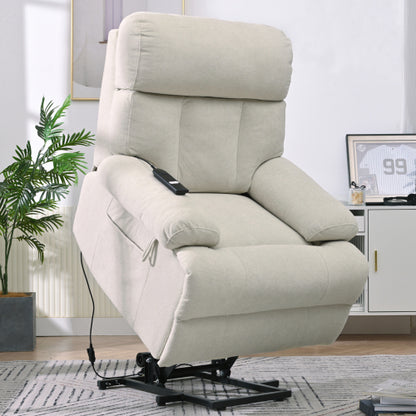 Oversized Power Lift Recliner Chair for Elderly, Electric Fabric Recliner Chair for Seniors, Home Theater Seating,Reclining Sofa Chair with Remote Control,Side Pocket ,Spacious Seat(Light Gray)