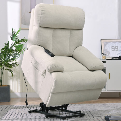 Oversized Power Lift Recliner Chair for Elderly, Electric Fabric Recliner Chair for Seniors, Home Theater Seating,Reclining Sofa Chair with Remote Control,Side Pocket ,Spacious Seat(Light Gray)