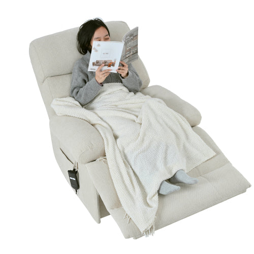Oversized Power Lift Recliner Chair for Elderly, Electric Fabric Recliner Chair for Seniors, Home Theater Seating,Reclining Sofa Chair with Remote Control,Side Pocket ,Spacious Seat(Light Gray)