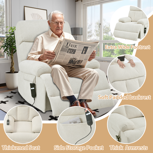 Oversized Power Lift Recliner Chair for Elderly, Electric Fabric Recliner Chair for Seniors, Home Theater Seating,Reclining Sofa Chair with Remote Control,Side Pocket ,Spacious Seat(Light Gray)