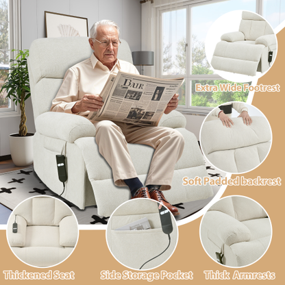 Oversized Power Lift Recliner Chair for Elderly, Electric Fabric Recliner Chair for Seniors, Home Theater Seating,Reclining Sofa Chair with Remote Control,Side Pocket ,Spacious Seat(Light Gray)