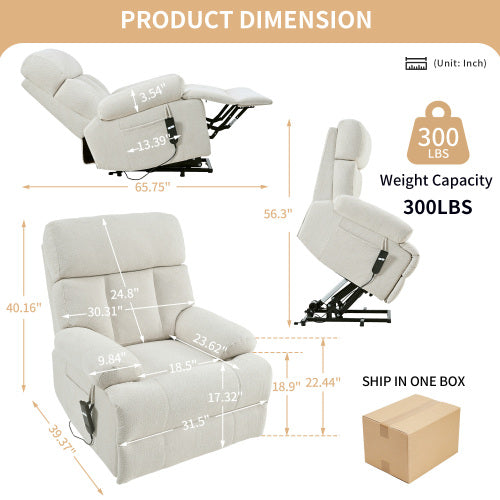 Oversized Power Lift Recliner Chair for Elderly, Electric Fabric Recliner Chair for Seniors, Home Theater Seating,Reclining Sofa Chair with Remote Control,Side Pocket ,Spacious Seat(Light Gray)